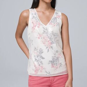 NEW White House Black Market Sequins Overlay Top.Size S